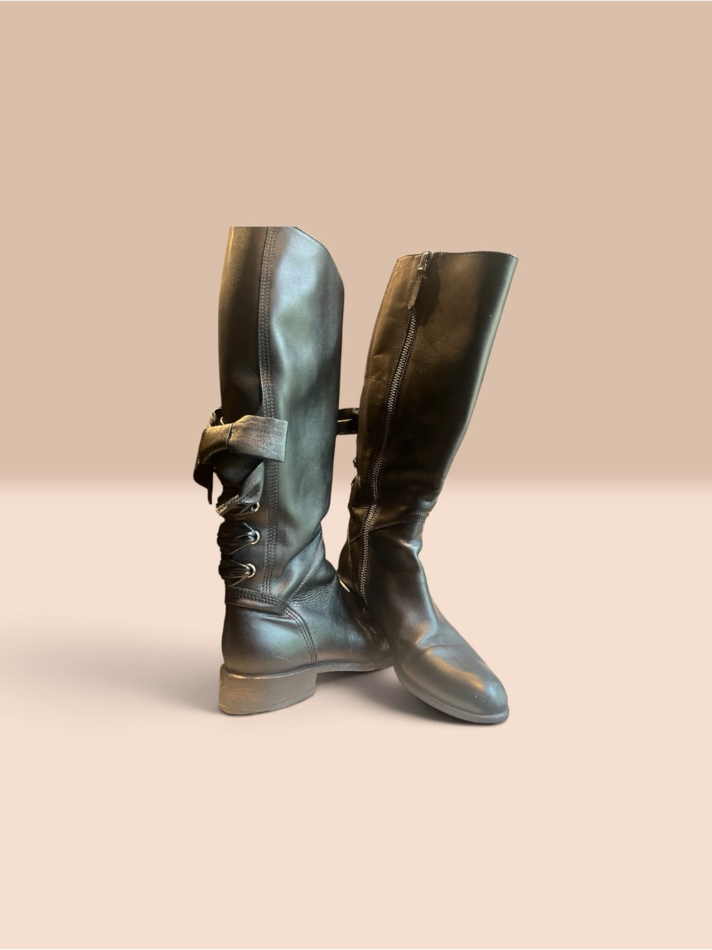 Valentino Garavani Black Over-the-Knee Boots with Back Bow Detail